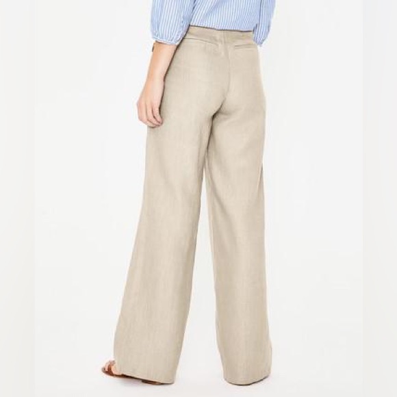 Boden High Rise Wide Leg Button Detail Linen Pants Size 6P - Picture 13 of 14